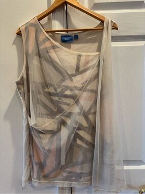 Simply Vera Vera Wang Womens  Asymmetrical Sheer Overlay  Geometric Tank Top XL
